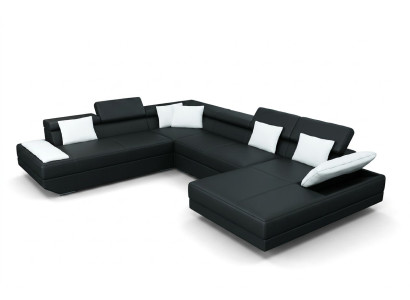 Ledersofa Sofa Couch Polster Eck Garnitur Wohnlandschaft XXL Big Ecksofa 2719D