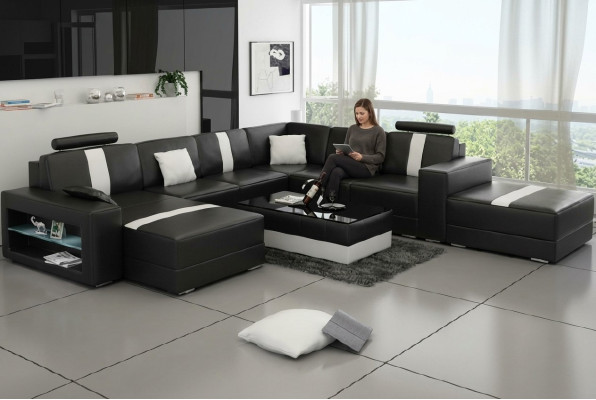 Ledersofa Ecksofa Sofa Couch Design Sitz Polster Garnitur Wohnlandschaft