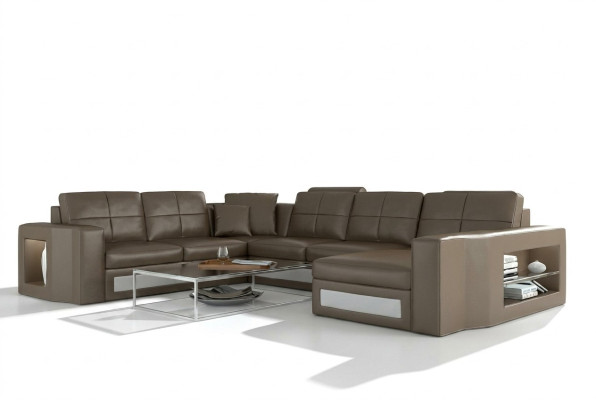 Ecksofa Ledersofa Big XXL U Form Wohnlandschaft Sofa Couch Garnitur Neu H2210
