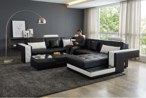 Ecksofa Ledersofa Big XXL U Form Wohnlandschaft Sofa Couch Garnitur Neu