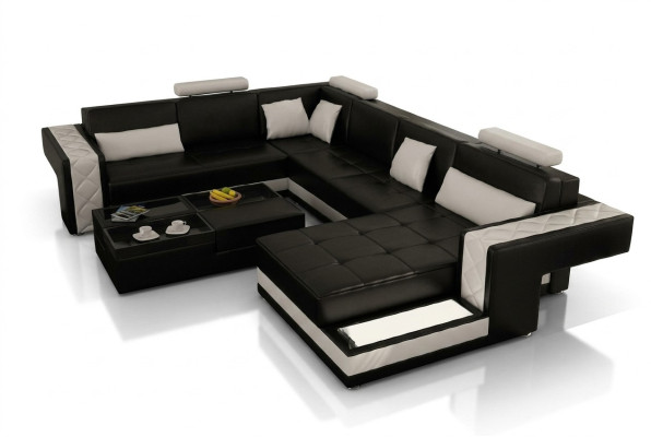 Ecksofa Ledersofa Big XXL U Form Wohnlandschaft Sofa Couch Garnitur Neu
