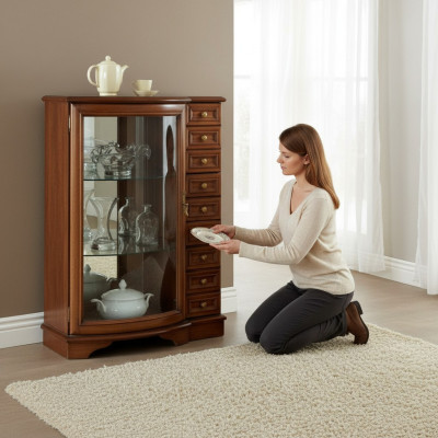 Klassische Vitrine Kommode Kommoden Kommodenschrank Schrank Vitrinen Model Z-KS1
