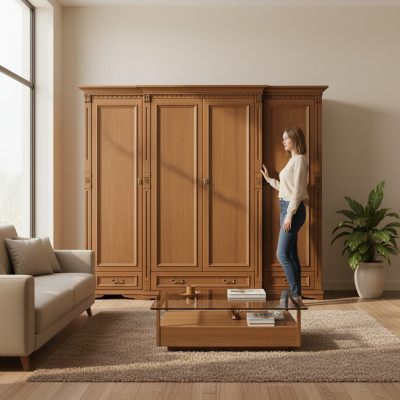 Klassische Schränke Schrank Schrankwand Kleiderschrank Massiv Kolonial Stil O4D