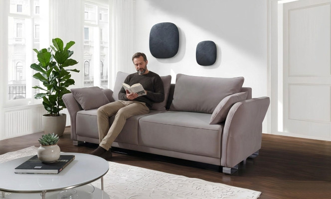 3 Sitz Sofa Couch Textil Polster Stoff Garnitur Schlafsofa Bettfunktion Neu