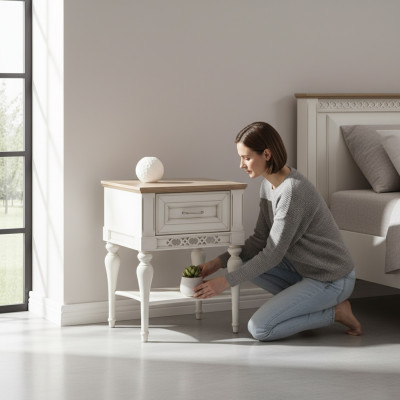 Nachtschrank Regal Nachttisch Massiv Konsole Ablage Schlafzimmer FL-N2