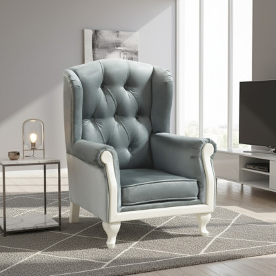 Chesterfield Ohrensessel Sessel Polster Fernseh Büro Couch Echtes Leder
