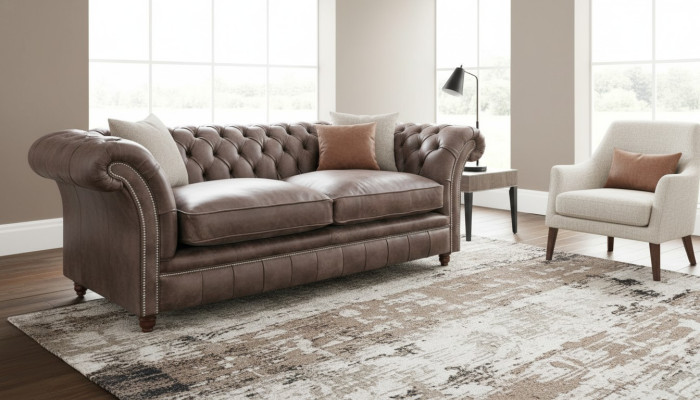 Chesterfield Sofa Couch Polster Garnitur 3 Sitzer Sitz Leder Textil  161013-24