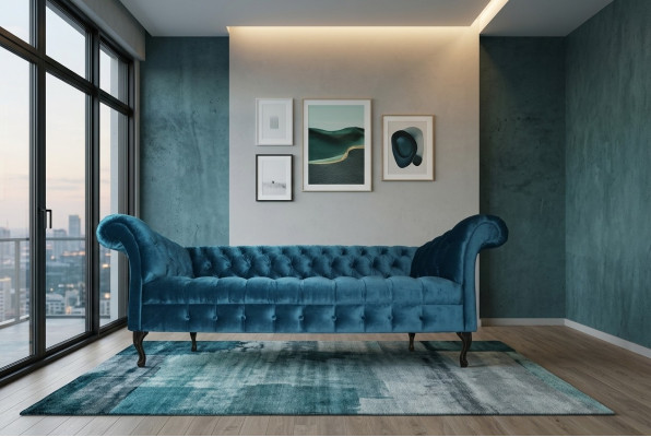 Chesterfield Sofa Polster Designer Couchen Sofas Garnitur Textil Stoff Textil 18