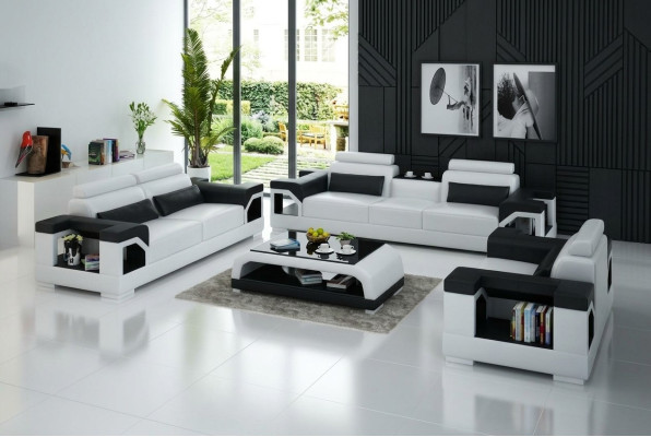 Ledersofa Couch Wohnlandschaft 3+2+1 Sitzer Modern Garnitur Design Sofa
