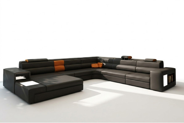 Ecksofa Sofa Couch Polster Garnitur Design Textil Leder Wohnlandschaft