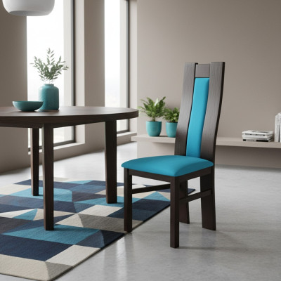 MASSIVHOLZ STUHL HOLZ DESIGNER BLAU STUHL ESSZIMMERSTUHL MODERN DEKORATIVE