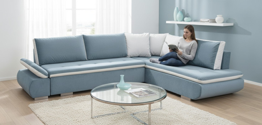 Sofa Schlafsofa Designer Sofa mit Bettfunktion + Bettkasten Ecksofa Couch *NEU*