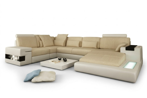 Ecksofa Sofa Couch Polster U Form Wohnlandschaft Design Couchen XXL Big