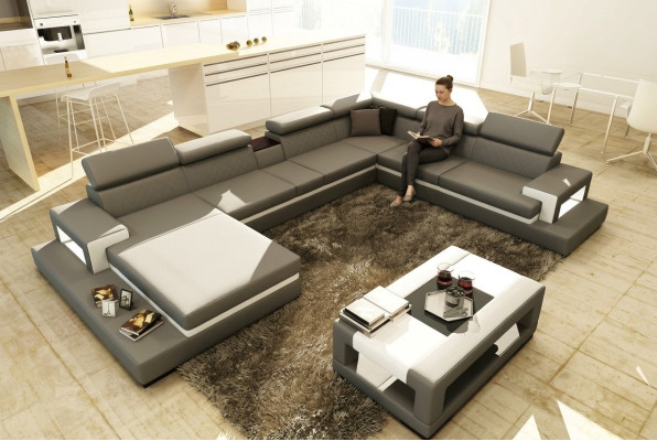 Ledersofa Sofa Ecksofa U Form Couch Wohnlandschaft Designer Sitz Ecke