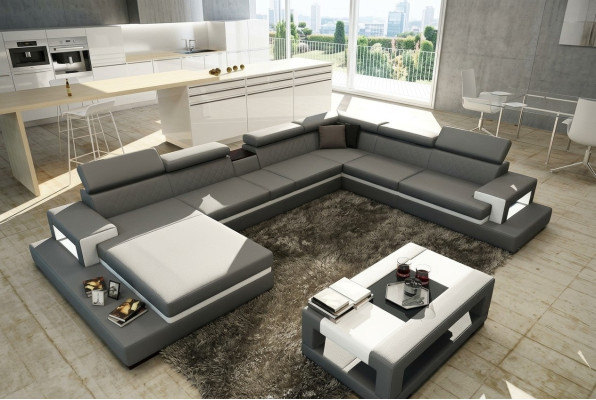 Ledersofa Sofa Ecksofa U Form Couch Wohnlandschaft Designer Sitz Ecke