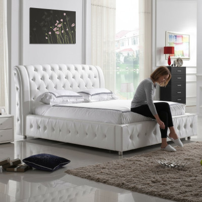 Polsterbett Bett Ehebett Lederbett Designerbett Doppelbett Bettgestell S-9270