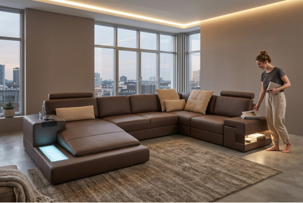 Ledersofa Ecksofa Sofa Couch Polster Bellini xxl big Wohnlandschaft Ecke Sofas