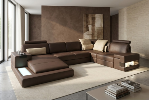 Ledersofa Ecksofa Sofa Couch Polster Bellini xxl big Wohnlandschaft Ecke Sofas