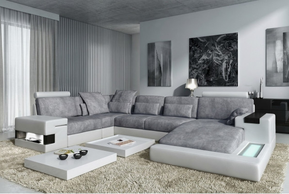 Ledersofa Polster Eckcouch Garnitur Wohnlandschaft Ledersofa Design Couch Neu