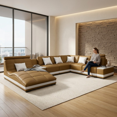 Designersofa Ecksofa Wohnlandschaft Rundsofa Ledersofa Couch Sofa UForm NiddaA