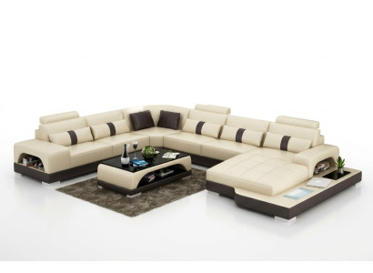 Leder U Form Wohnlandschaft Couch Big XXL Sofa Polster Ecke Garnitur Eck Senden