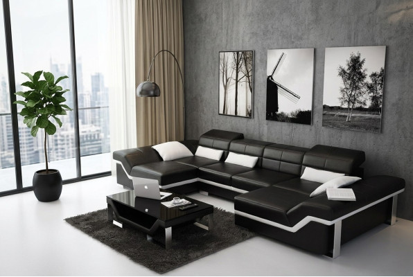 Ledersofa Sofa Couch Wohnlandschaft Ecksofa Garnitur Design Modern Sofa K5007C