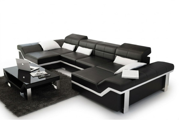 Ledersofa Sofa Couch Wohnlandschaft Ecksofa Garnitur Design Modern Sofa K5007C