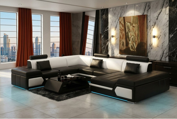Ledersofa Sofa Couch Wohnlandschaft Ecksofa Garnitur Design Modern Sofa K5013