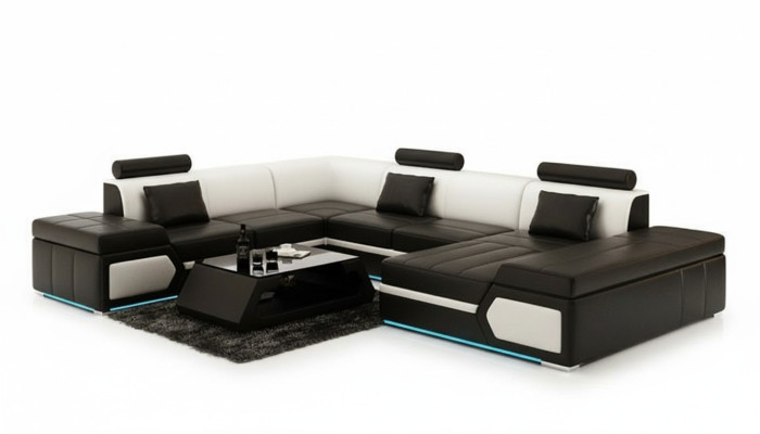 Ledersofa Sofa Couch Wohnlandschaft Ecksofa Garnitur Design Modern Sofa K5013
