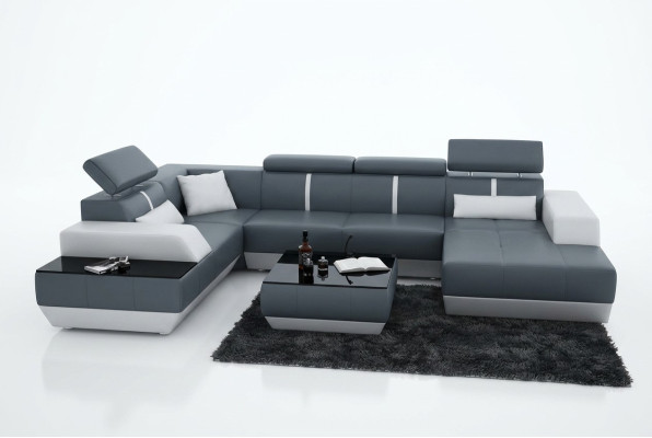 Ledersofa Sofa Couch Wohnlandschaft Ecksofa Garnitur Design Modern Sofa K5015