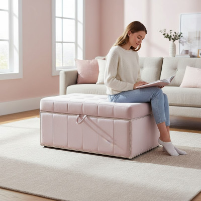 Hocker Fußhocker Ottoman Sitzhocker Sitzpouf Wohnzimmer Designer Kufer