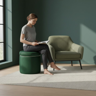 Hocker Fußhocker Ottoman Sitzhocker Sitzpouf Wohnzimmer Designer Okrugla40