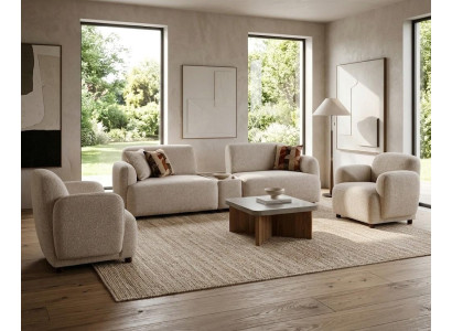 Wohnzimmer Möbel Moderner Stil Beige Holzgestell Komfortabel Entspannend