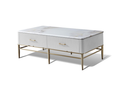Tisch Couchtisch Luxus Wohnzimmer Italienische Möbel Tische Marmor Edelstahl Neu