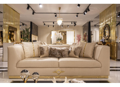 Luxus Dreisitzer Sofa Couch mit Deko Kissen Sitz Polster Couchen 245cm