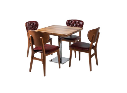 Essgarnitur Tisch + x Chesterfield Lehnstuhl Stuhl Set Gruppe Essgruppe 5tlg.