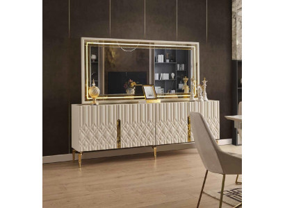 xxl Sideboard Kommode mit Spiegel Sideboards Holz Kommoden Möbel 2tlg Hochglanz