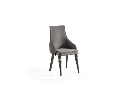 Luxus Lehnstuhl Design Stühle Design Sessel Holz Polster Stuhl Grau