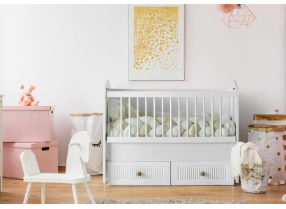 Babybett Weiß Holz Sichere Gitterstäbe Elegante Schubladen Modernes Design