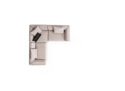Ecksofa Beige L-Form Wohnlandschaft Eckcouch Sofa Moderne Couch Textilmöbel