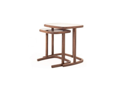 Luxuriöses Ablagentisch-Set Designer Couchtische Weiße Holzplatte 2tlg