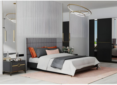 Komplette Schlafzimmer Doppelbett Nachttische Schränke Holz 6tlg Grau