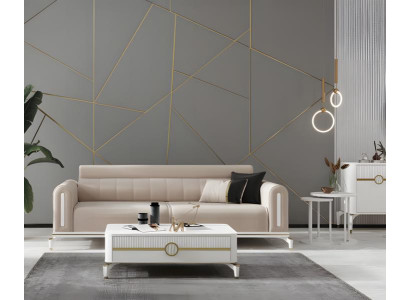 Dreisitzer Stoffsofa Sofa 3 Sitzer Beige Sofa Couch Design Polstersofa