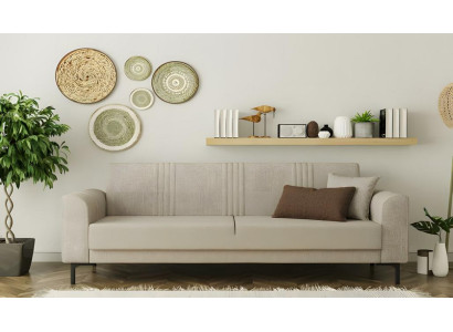 Dreisitzer Sofa 3 Sitzer Polstersofa Stoffsofa Couch Beige Wohnzimmer