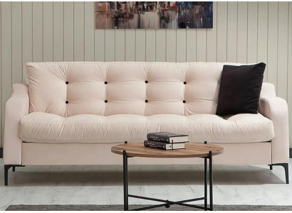 Dreisitzer Sofa 3 Sitzer Polstersofa Stoffsofa Couch Beige Wohnzimmer