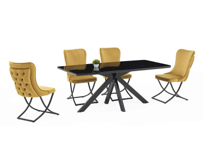 Esszimmer Set Hochwertig Garnitur Tisch 4x Stühle Design Modern Möbel Schwarz