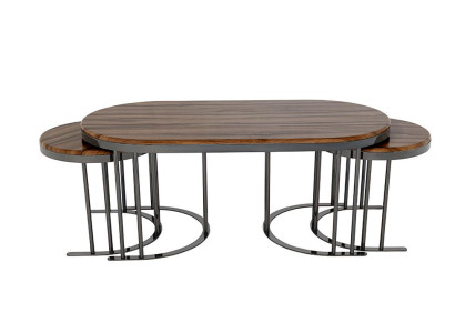 Kaffeetisch 3x Couchtisch Beistelltisch Design Braun Tische Wohnzimmertisch