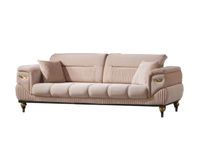 Dreisatzsofa Wohnzimmer 3-Sitzer Sofa Polster Möbel Stoff Beige Modern Couch