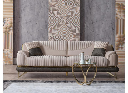 Beige Sofa Luxus 3-Sitzer Couch Wohnzimmer Möbel Polster Couchen Sofas Modern
