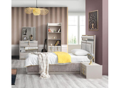 Kinderzimmer Set Top-Qualität  Kinderbett Nachttisch Buecherregal Kommode Beige